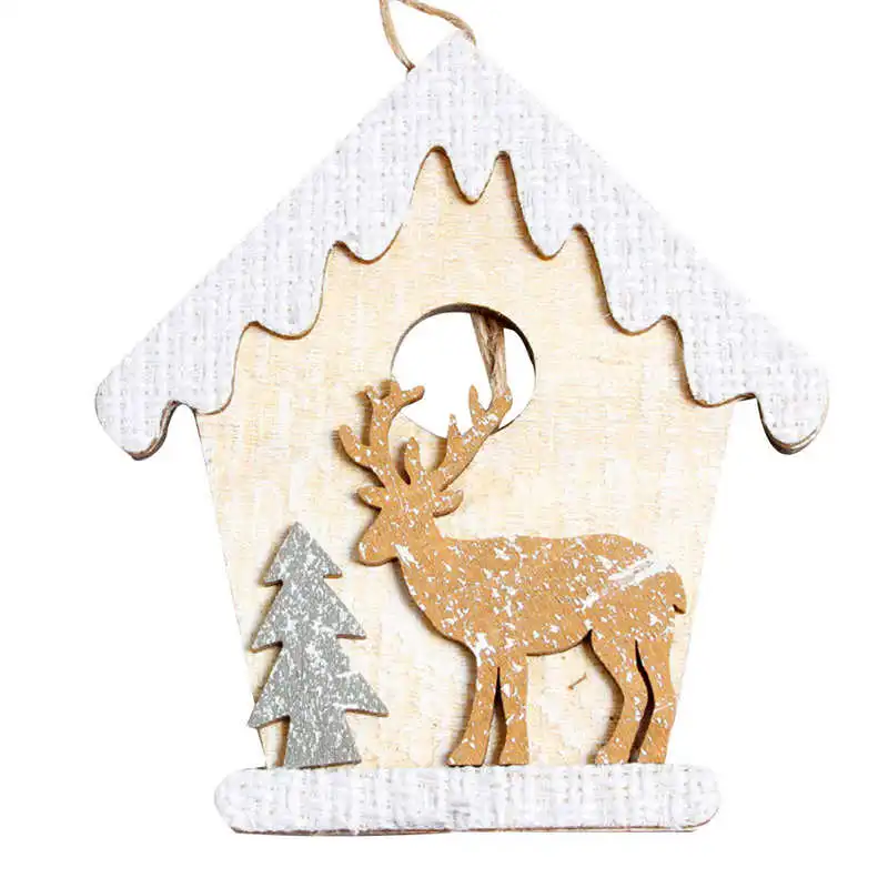 hot sale Wooden Christmas Cabin Pendant Accessories Christmas Christmas Tree Decorative for children gifts #2o22 (2)