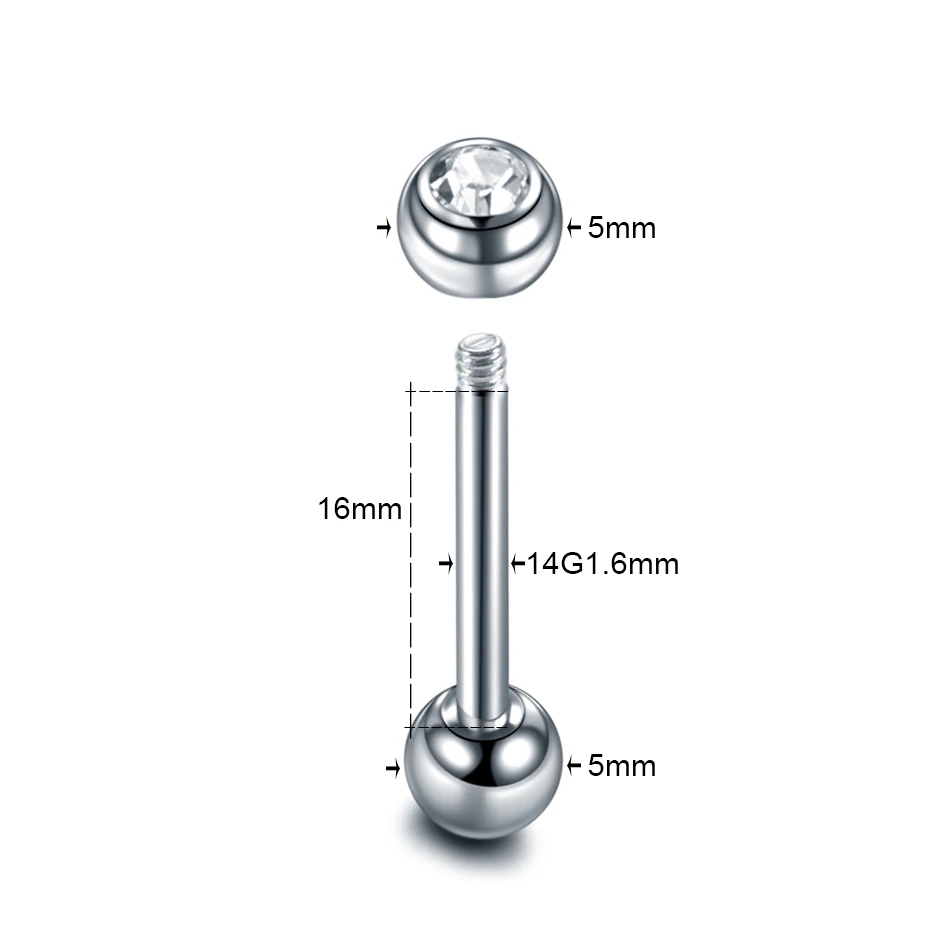 1 шт. 14 г G23 Титан CZ драгоценный камень язык бар кольца шпильки соски Mamilo пирсинг серьги штанга-спираль шпилька Губы уха пирсинг ювелирные изделия