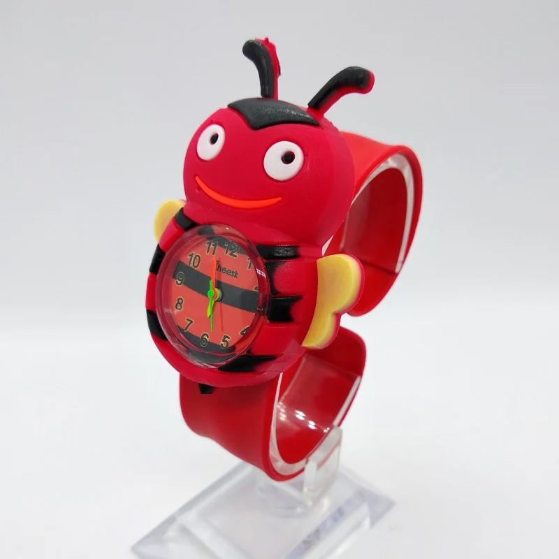 10 шт., модные детские часы с героями мультфильмов, пчелы, Цыпленок, детские часы для мальчиков, подарок для детей, кварцевые детские часы - Цвет: Красный