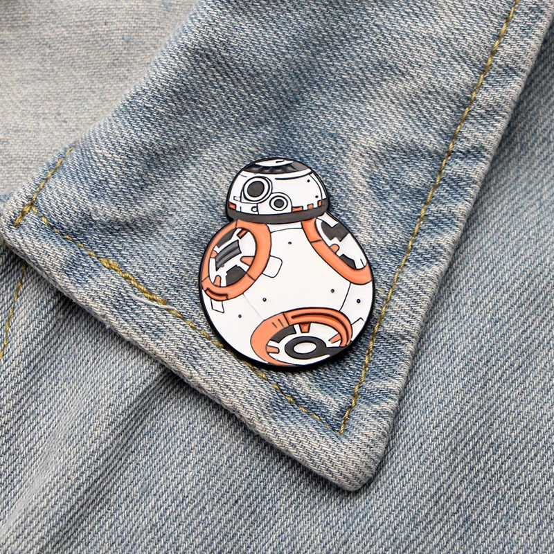 P2597 Dongmanli крутой BB-8 робот эмалированные булавки и броши для женщин и мужчин Нагрудный значок для рюкзака подарки