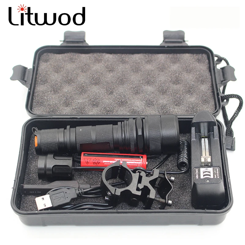 

Litwod z20 XM-L2 U3 high bright USB Rechargeable Led Flashlight 5000Lm Zoom Remote Switch Led Tactical Flashlight For Hunting