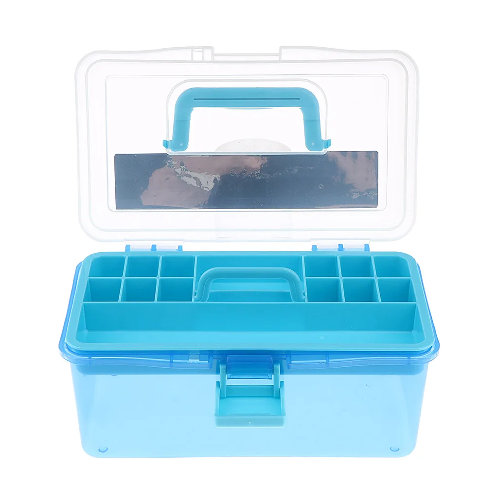 Super Satchel Double Deep with Removable Dividers,Nail Art Tools and Crafts Storage Container Box with Handle,Transparent