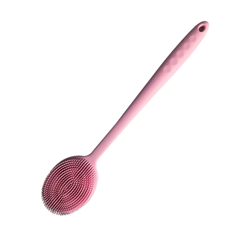 Красный Useful Silicone Long Handle Bath Brush Back Brush Exfoliator Massage Soft Bristle Brush - Цвет: Красный