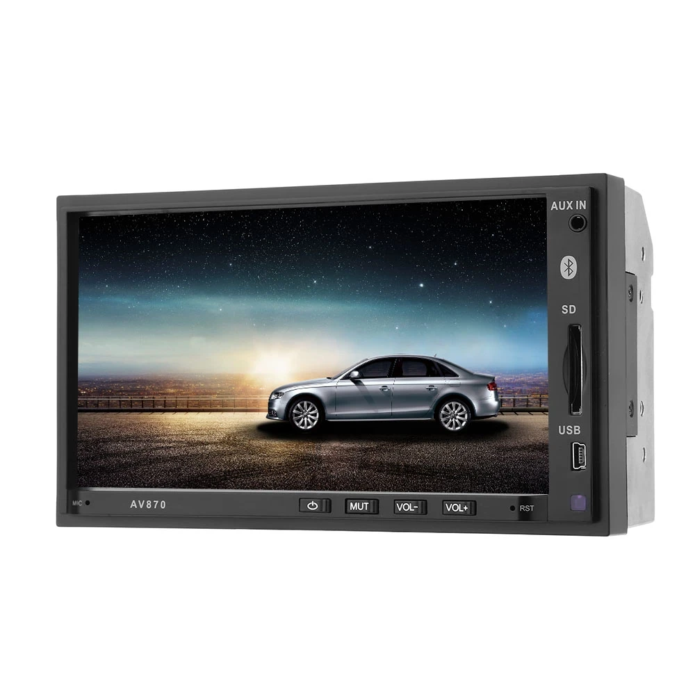 

AV870B 2 Double Din Car Multimedia Player MP3 Car Video Player RDS FM Radio Bluetooth HD 1080P 7 Inch 12V AUX USB SD Rear View