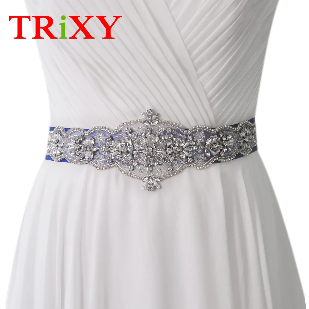 

TRiXY S349 Crystal Wedding Belts Wedding Sashes Modest Special Occasion Waistband Rhinestone Bead Bridal Belts Bridal Sash