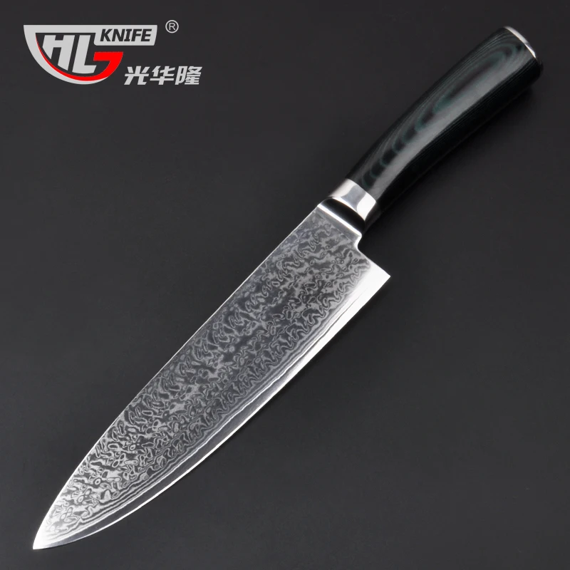 GHL 8 inches Damascus kitchen knives Damascus knife high quality VG10 Japanese steel chef knife Micarta