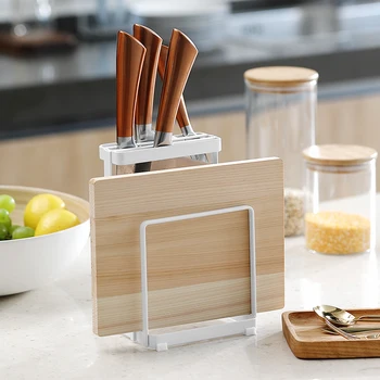 

Lechefang Wood And Iron Knife Rack, Vegetable Rack, Kitchen Rack, Cutting Stock Rack, Receiving Rack Of Japanese Nordic Wind