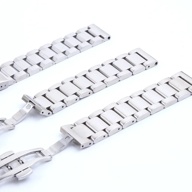 Correas de acero inoxidable para reloj, de plata, 18mm, 20mm, 21mm, 22mm, 23mm, 24mm, 26mm, 28mm, correa de Metal, pulsera de reloj Correas de acero inoxidable para reloj, de plata, 18mm, 20mm, 21mm, 22mm, 23mm, 24mm, 26mm, 28mm, correa de Metal, pulsera de reloj