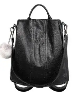 Модные женские рюкзаки из натуральной кожи на плечо, женские школьные кожаные рюкзаки на молнии для девочек-подростков, повседневные женские сумки C567 - Цвет: Черный