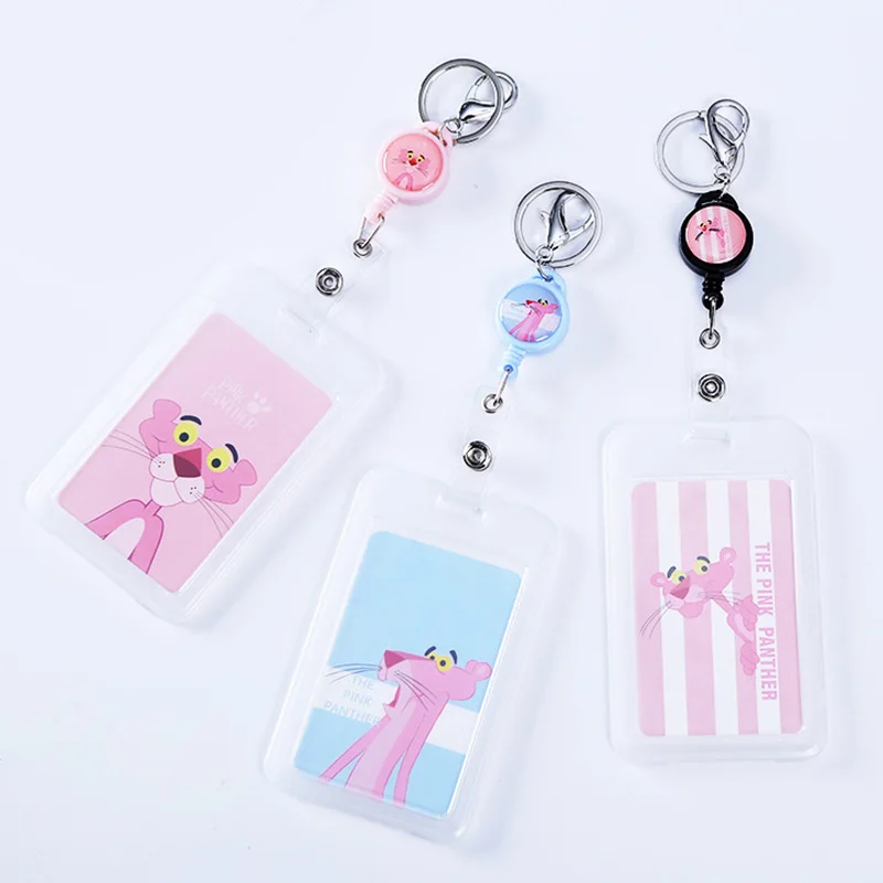 

Unicorn Pink Panth PVC card case holder Bank Credit Card Holders Card Bus ID Holder Identity Badge with Cartoon Retractable Reel