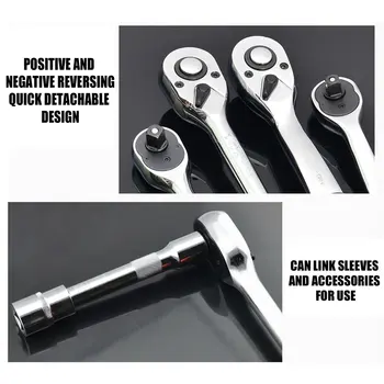 

1/4" 3/8" 1/2" Ratchet Wrench Quick Release Single-end Chrome Steel Wrench Plastic Handle Professional Repairing Tool hot sale