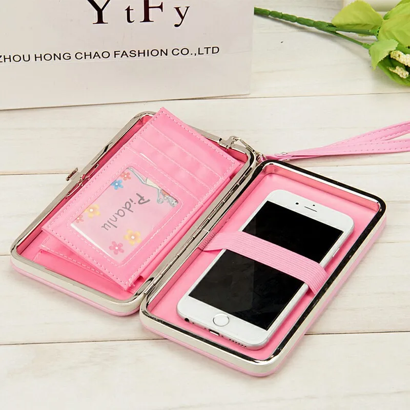 Colorful Diamond Wallet Real Leather Purse Credit Card Holder for Women Phone Girl