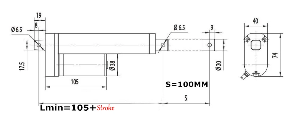 200/250/300/450mm Stroke 90KG Load Mini Electric Actuator Linear Tubular Motor Motion 12V DC