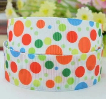 

2015 Top Fashion Colorful Dots Ribbon 7/8" Colorful Dots Printed Grosgrain Ribbon 100yards