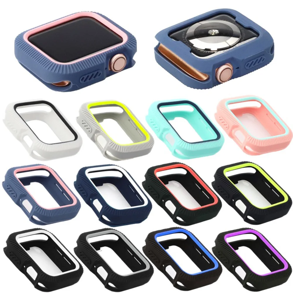 Силиконовый бампер для Apple Watch series 4 чехол iWatch candy color Cover Slim Fit протектор
