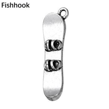 

Fishhook 20pcs metal antique silver Color plated snowboard winter sports charms