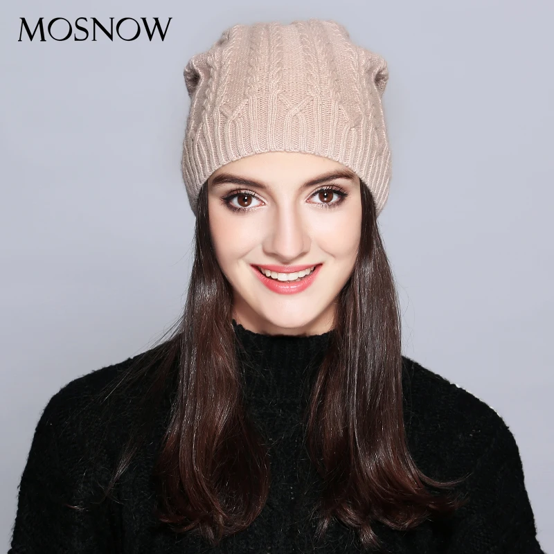 

MOSNOW Woman Winter Hats Wool Solid New Autumn 2018 High Quality Fashion Winter Knitted Hat Female Skullies Beanies #MZ707A