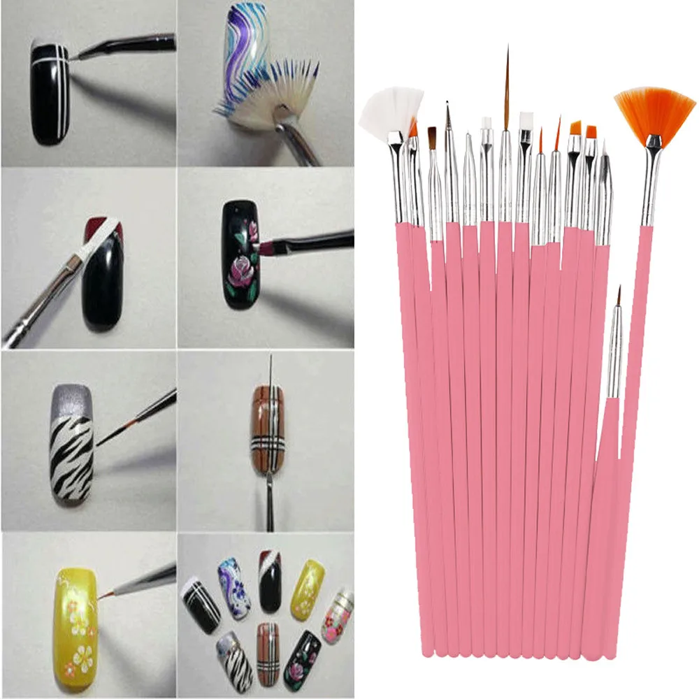 

Sticker & Decal Special 15PC Nail Art Design Painting Dotting Detailing Pen Brushes Bundle Tool Kit Set P#