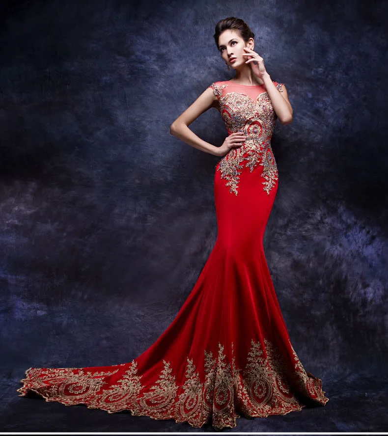 Vestidos de novia con aplicaciones en rojo Clearance