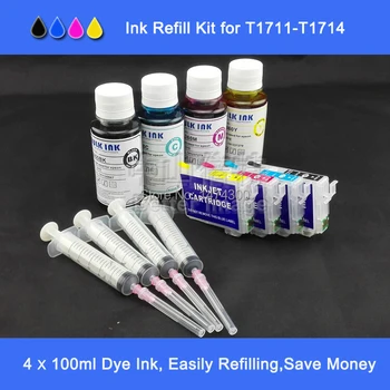 

XIMO 4*100ML Bottled ink plus Empty Refillable Cartridge with ARC chips suit for T1711 XP-103 XP-203 XP-207 XP-303 XP-306