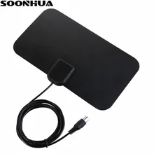 SOONHUA 50 Miles Booster Active Indoor Digital TV Antenna Aerial HD Flat Design 25DB High Gain HD TV DTV Box EU Plug