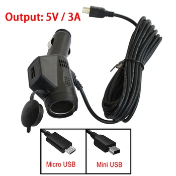 BANVIE DC В 5 в 3A Dual USB Автомобильный авто прикуриватели переходник для зарядного устройства для автомобиля DVR зарядки с м 3,5 м кабель Mini/Micro USB порт...