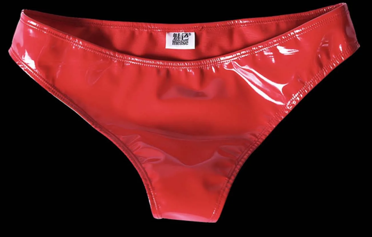 Для женщин Wetlook пикантные синтетический Латекс Короткие Трусики мини шорты Низкая талия искусственная кожа PU нижнее белье - Цвет: Wetlook Red
