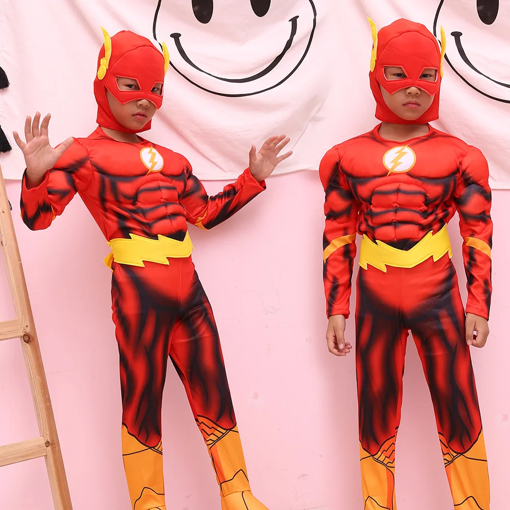 Костюм Барри Аллена, флэш мускул комический супергерой DC нарядное платье детские Фэнтези фильм карнавал вечерние Хэллоуин Flashman Косплей