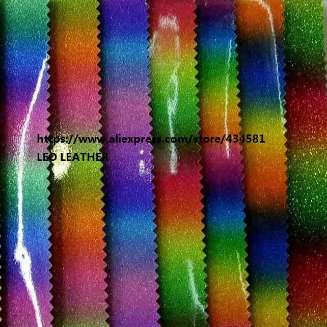 Радужная блестящая кожа гладкая лакированная искусственная для аксессуаров DIY