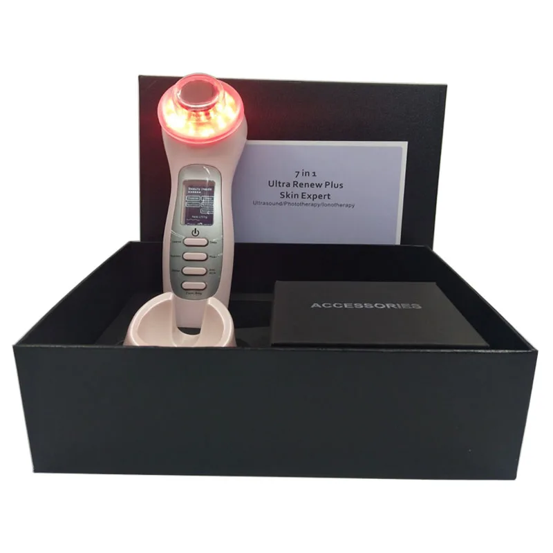 

High Frequency Ultrasonic Vibration Galvanic Current PDT Photonic Skin Rejuvenation Wrinkle Remover Face Lift Led Beauty Device