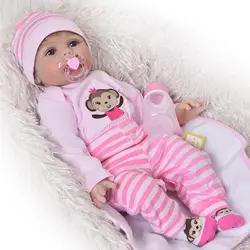 22 дюймов 55 см Мода силикона Reborn Baby Doll игрушка новорожденных как настоящие куклы для детей игрушка bonecas на день рождения Рождественский