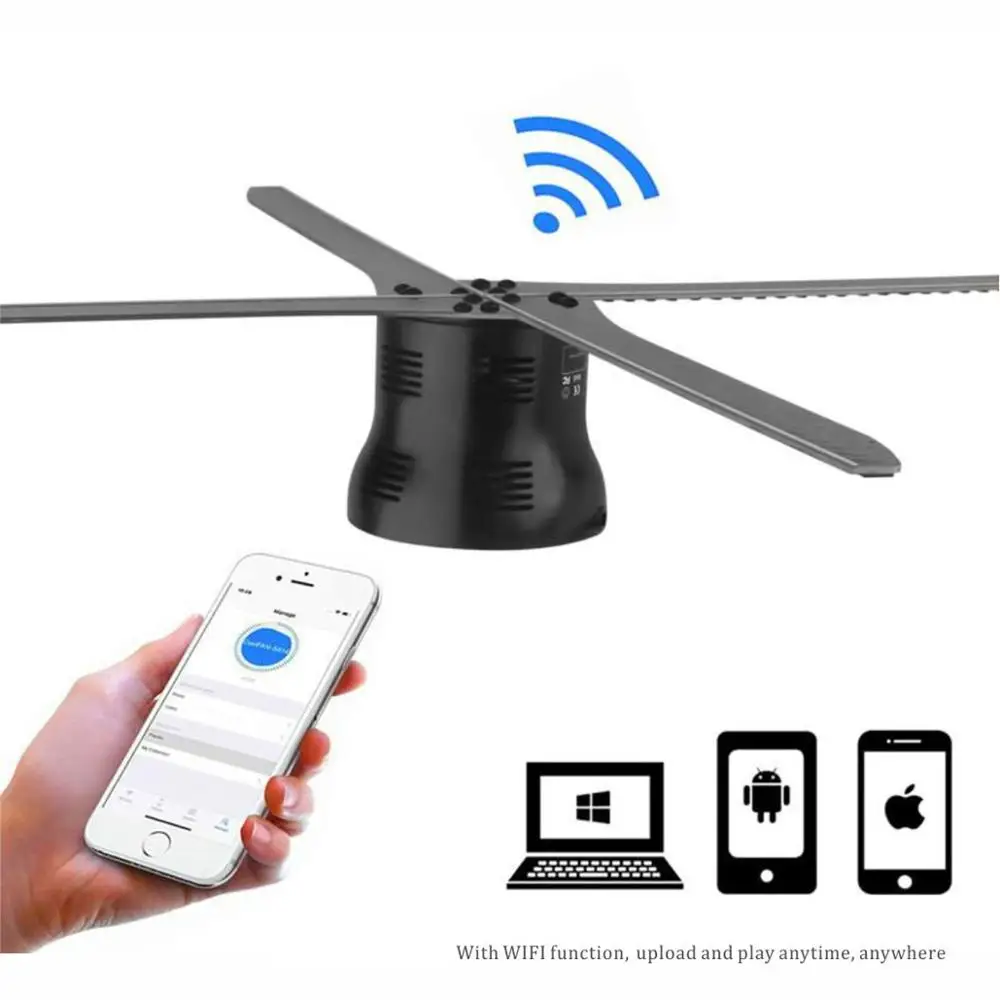TBDSZ 56CM hologram fan light with wifi APP control 3D Hologram Advertising projector Display LED Fan Holographic Imaging menu TBDSZ 56CM hologram fan light with wifi APP control 3D Hologram Advertising projector Display LED Fan Holographic Imaging menu