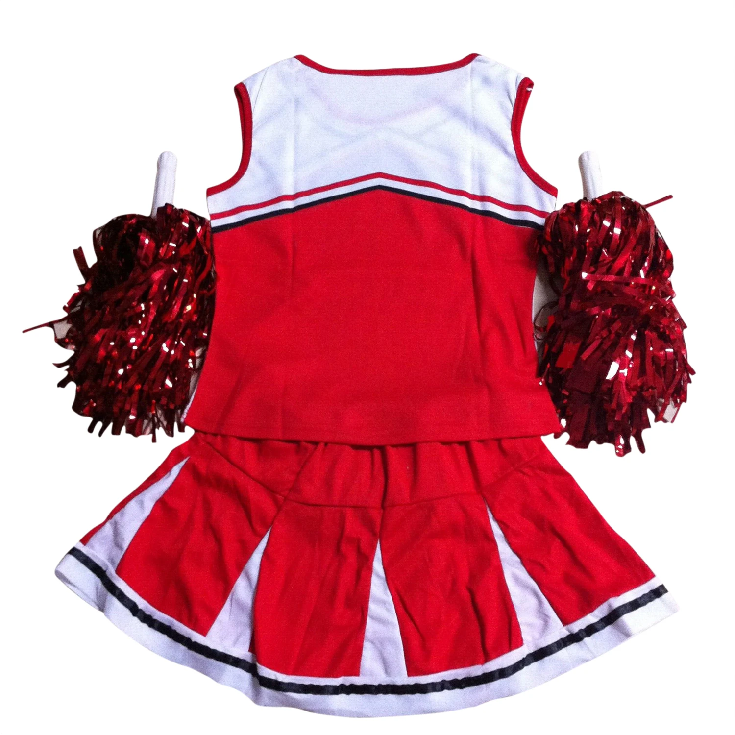 

Hot Sale Tank top Petticoat Pom cheerleader 2 piece suit new red costume S-L