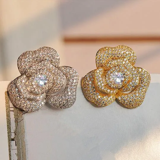 

XZ10 Camellia flowers Luxury Brand Lapel Pins and Brooches Broche Broach Jewelry Fashion for Women Clothing