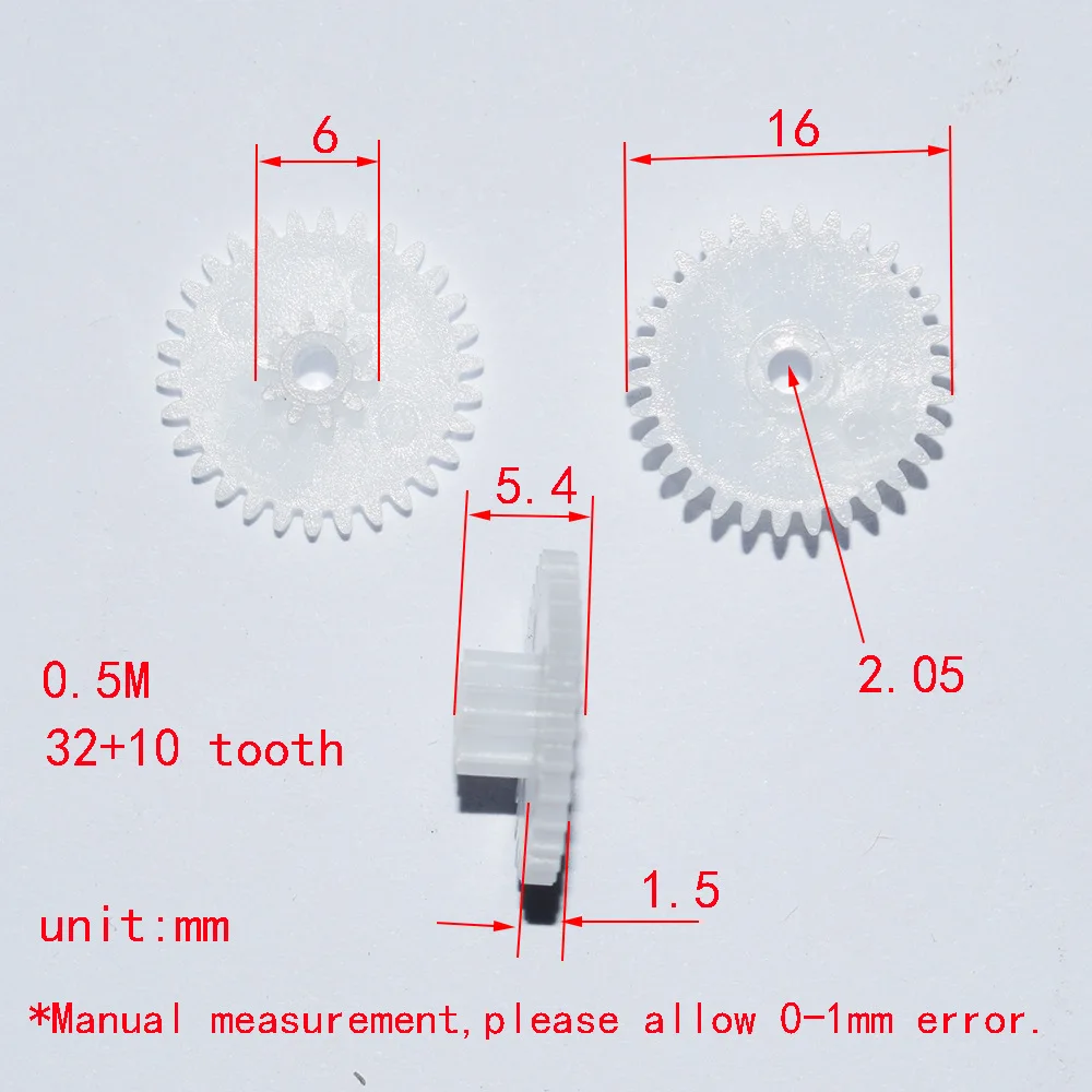 

10/100pcs 32+10T 2.1mm hole plastic gear dron rc car plane robot kids toys for boys diy baby accessories montessori GP32102B