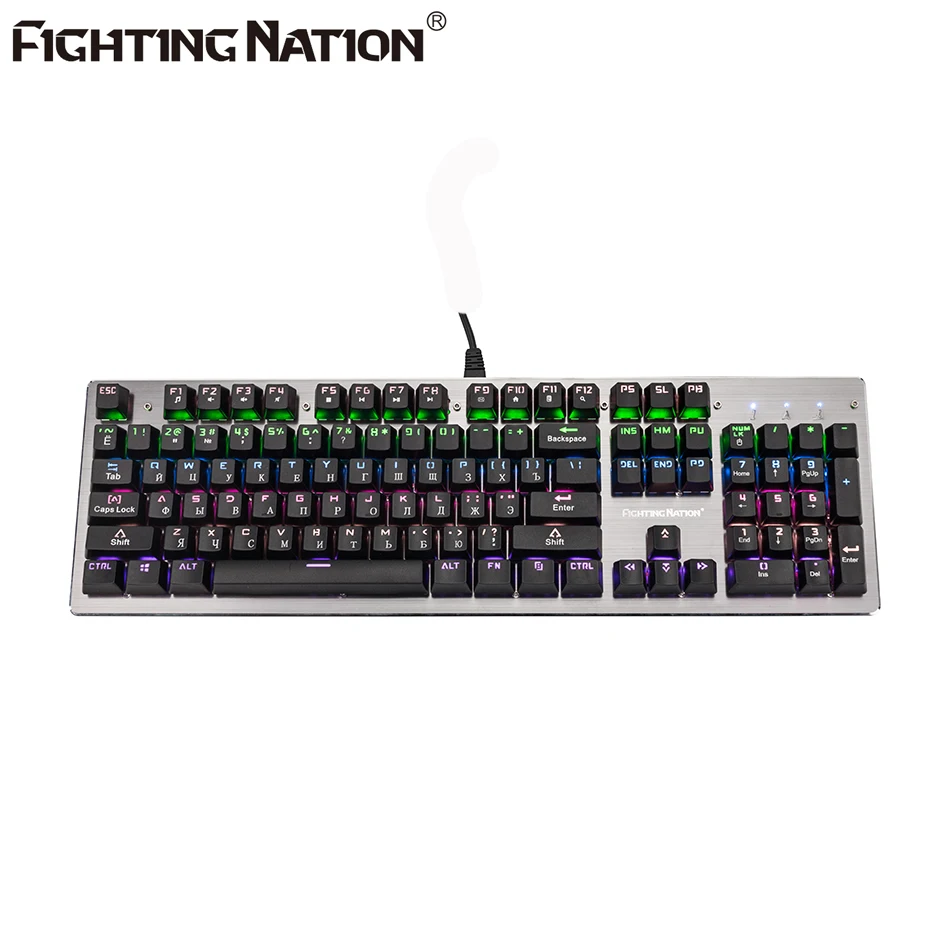 FIGHTING NATION русская Механическая Подсветка с подсветкой Проводная USB игровая геймерская компьютерная клавиатура подсветка клавиатуры
