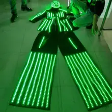 High Quality LED Women Stilts Walker Costumes With Helmet / Lady Luminous suit for Stage Performance & Music Club
