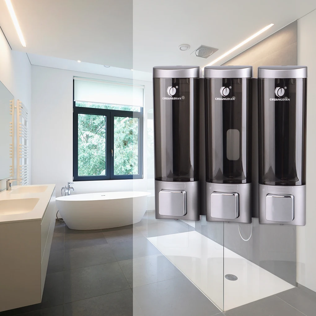 

Three Head Liquid Soap Dispenser Wall-mounted Bathroom Hand Sanitizer Shower Shampoo Dispenser Hotel Liquid Soap Container