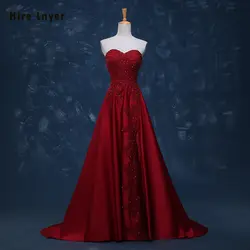 Najowpjg 2019 vestido de festa Аппликации Бисер благородный бордовый атлас Формальные Вечерние платья со съемной Часовня Тюль Поезд