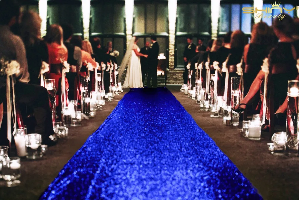 

Royal Blue Sequin Carpet Aisle Runner-3FTX10FT=36-InchX120-Inch Sequin Aisle Floor Runner For Wedding-R