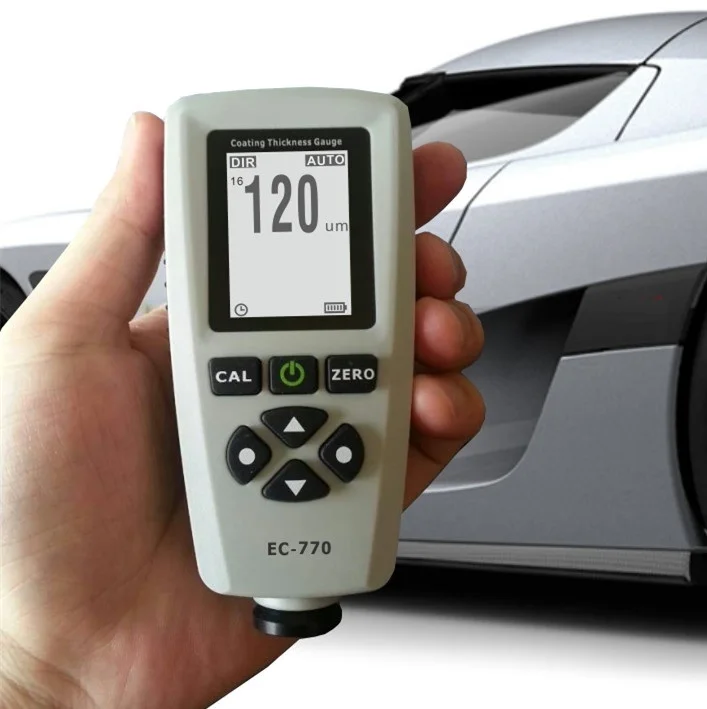 Paint thickness tester digital displaying car automotive coating