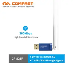 Comfast CF-826F 300 Мбит/с беспроводной Mini-USB WiFi адаптер 6dbi антенна WiFi 802.11b/g/n сетевая карта ПК Wi-Fi ЛВС-приемник