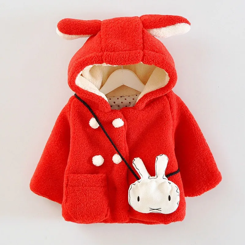 2018 warme Winter Baby Mädchen Fleece Verdicken Niedlichen Kaninchen Mit Kapuze Baumwolle Jacken Kinder Outwear Mäntel