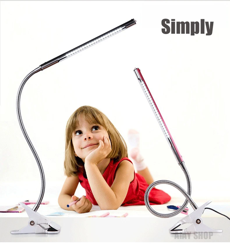 

Feimefeiyou New Flexible USB Clip-on Table Lamp LED Clamp Reading/Study/Bed/Laptop/Desk Light 5 Colors
