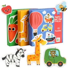 Детские деревянные животные познавательные головоломки фрукты Обучающие Развивающие игрушки