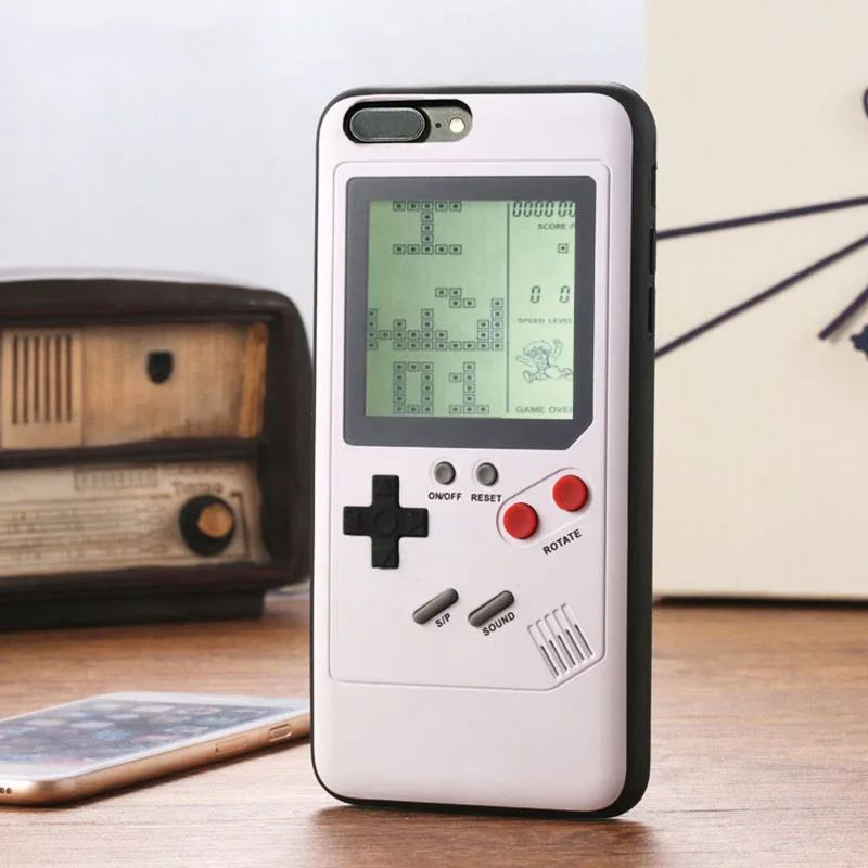 

GB Gameboy Tetris Phone Case For iPhone 6 6S 7 8 Plus Shell Nintendo Retro Tetris Back Cover Case For iPhone X 10 Protective Bag