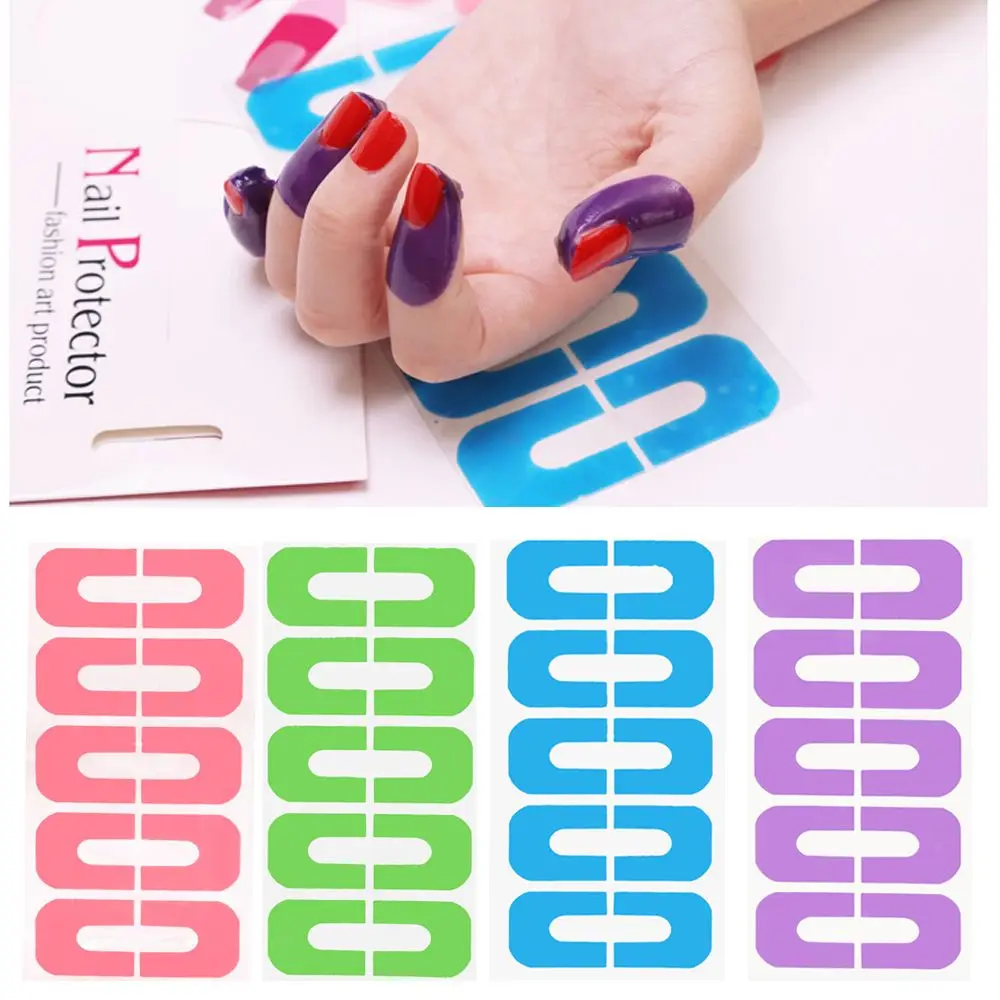 10 шт/лист, Модный женский стикер для дизайна ногтей, Защитная пленка для ногтей, самоклеющаяся лента для кутикулы, инструменты для рисования, 4 цвета