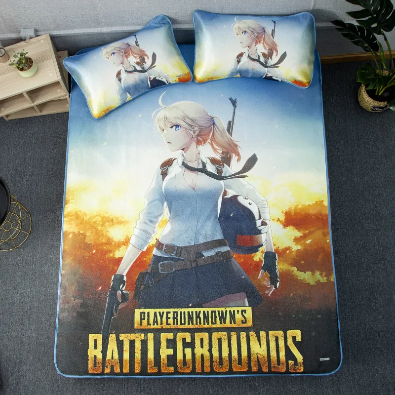 Bed Sheet With Pillowcase PLAYERUNKNOWN S BATTLEGROUNDS Printed Bed Linen Queen Size Mattress Covers Fitted Sheet Set PUBG
