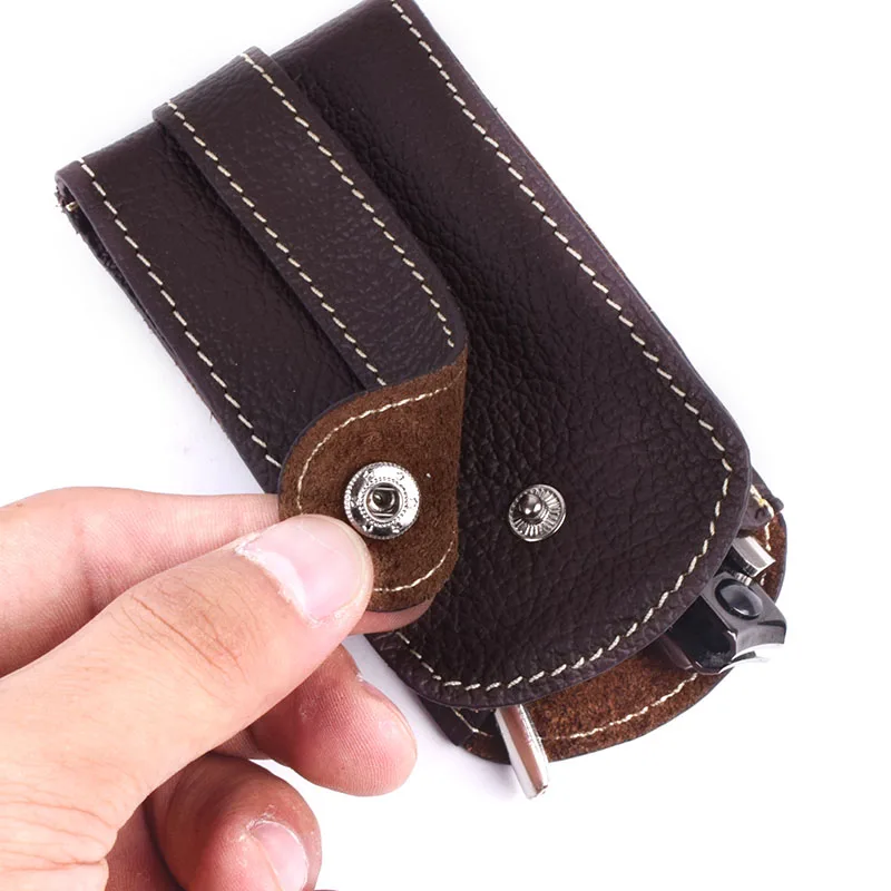 Car Key Holder Case Buckle Genuine Leather Key Housekeeper Wallet Women Trinket EDC Keychain Organizer Pouch Pull-Style Cover