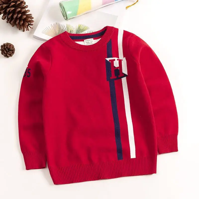 QAZIQILAND/осенне-весенний свитер для маленьких мальчиков; вязаная одежда для маленьких детей; Модный джемпер в клетку; пуловер с длинными рукавами; вязаный Топ